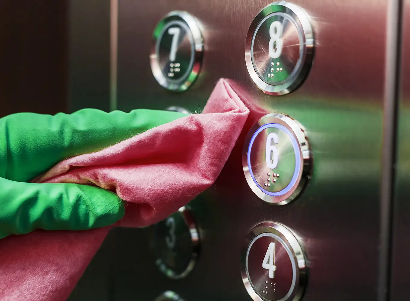 cleaning high-touch areas such as elevator buttons, railings, phones, keyboards, and door handles - collinsville il